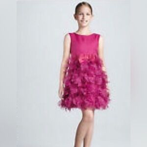 Marchesa for Neiman Marcus x Target Fuchsia Tulle Ruffle Dress Sz 8-10 100% Silk
